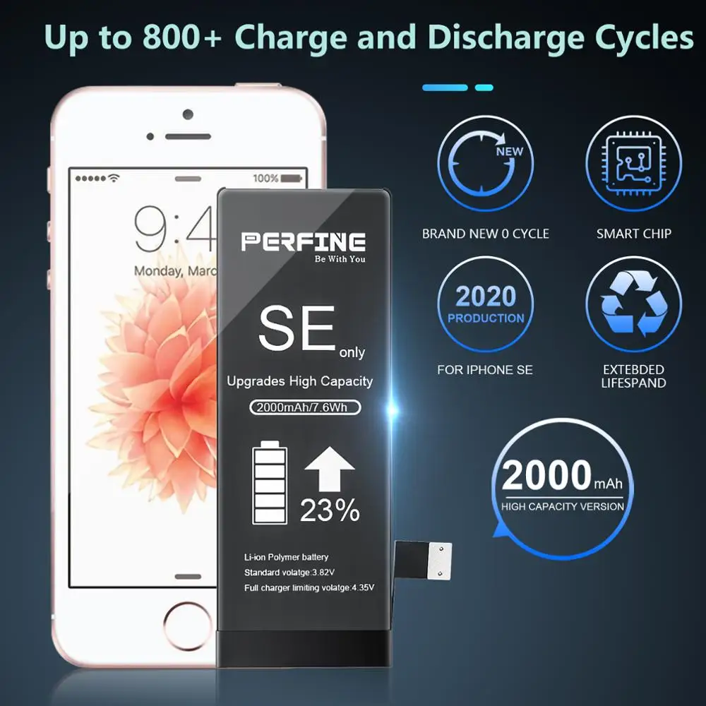 Идеальная батарея для Iphone SE 2000 мАч замена A1724 A1723 с ремонтным инструментом