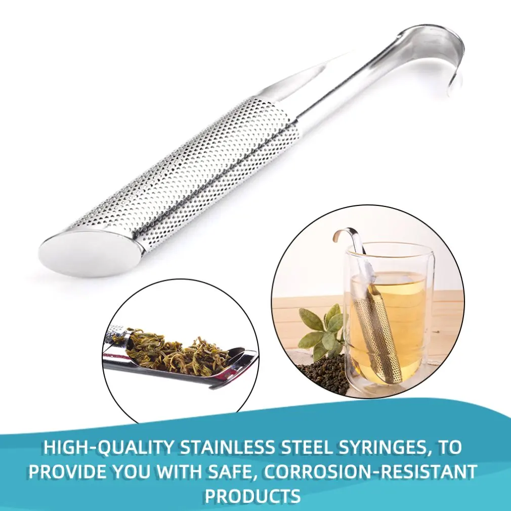 

1PC Creative Stainless Steel Mesh Tea Infuser Tea Filter Home Reusable Pipe Stick Tea Maker With Hook Tea Steeper Strainer