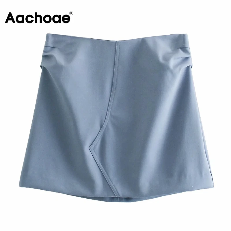 

Юбка Aachoae женская летняя, синего цвета, элегантная, трапециевидная, со складками, 2021