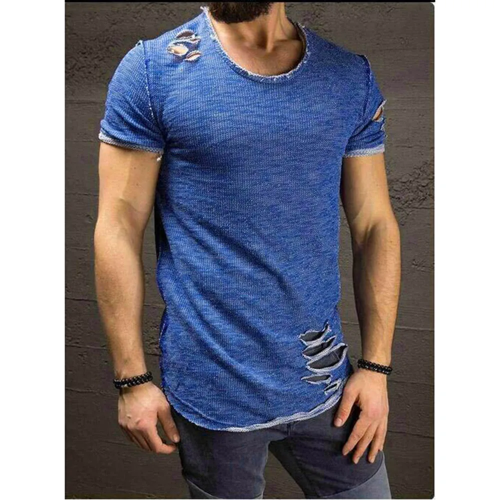 Мужская футболка с коротким рукавом повседневная облегающая круглым вырезом