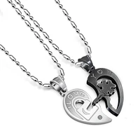 megin d romantic simple personality heart jigsaw puzzle couple titanium steel necklace for men women friend fashion gift jewelry