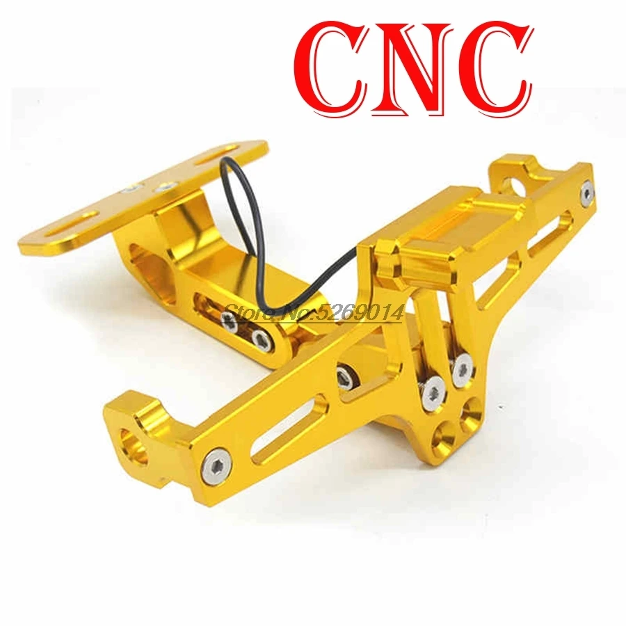 Золотой Светодиодный CNC алюминиевый держатель регистрационного номера для мотоцикла для 1000R Z300 Yamaha Aerox аксессуары Xtz 750 Yamaha R125 - Цвет: Золотой