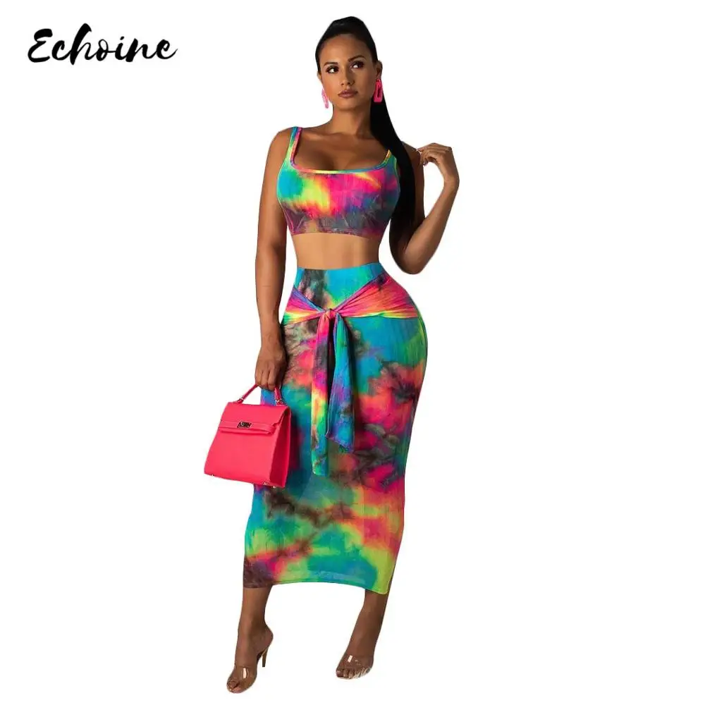 Женский комплект из двух предметов с принтом в виде галстука и красителя Echoine