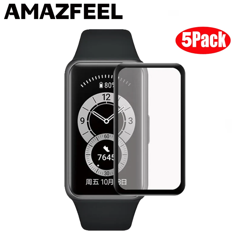 

5 шт в упаковке пленка для Huawei Band 6 Honor Band 6 Защитная пленка для экрана 3D полное покрытие из стекловолокна для Huawei часы подходят защитные пленк...