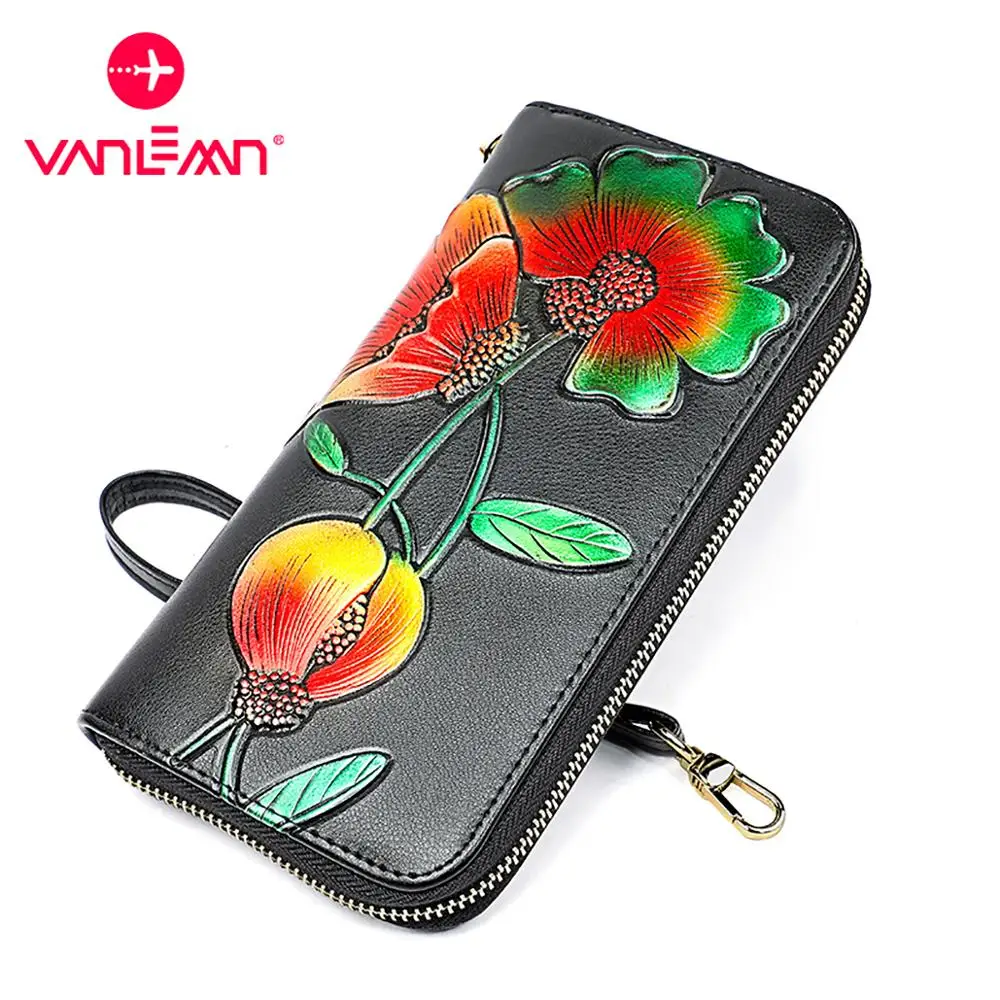 Leather Rfid Wallet Women Card Wallet Holder Ladies Wallets Womens Zipper Clutch Bag Handbag Credit Card Holder Cell Phone Purse
