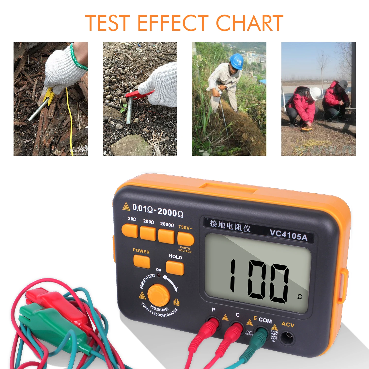 Цифровой прибор для измерения сопротивления заземления VC4105A мегаомметр изоляции