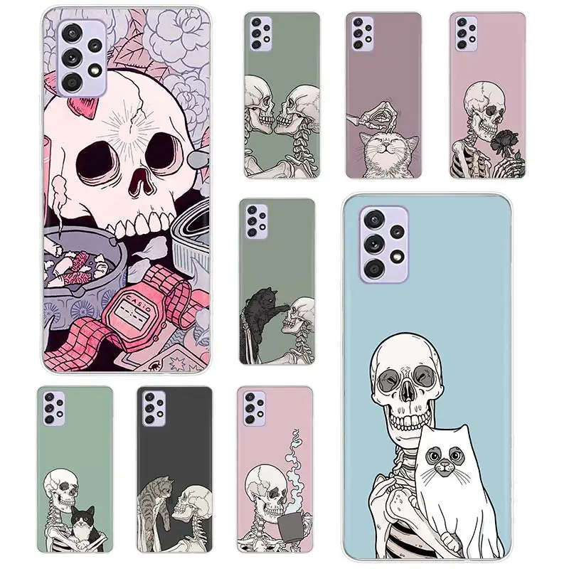 

Horror Skull Flower Phone Case Funda For Samsung Galaxy A51 A71 A02S A91 A81 A50 A70 A30 A40 A10S A20E A90 A80 Back Cover Coque