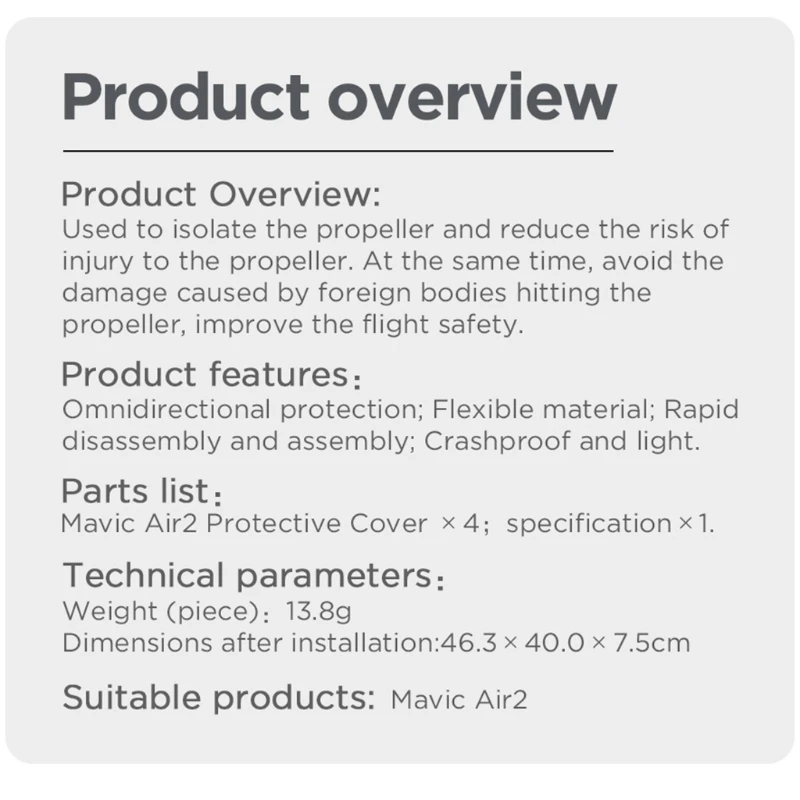 

Anti-collision Propeller Protector For DJI- Mavic Air 2 Protective Cover Guards Blade Fully Surround High Quality and Brand New