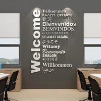 ws179 creative welcome language english office text wall sticker real estate intermediary travel company wall decoration