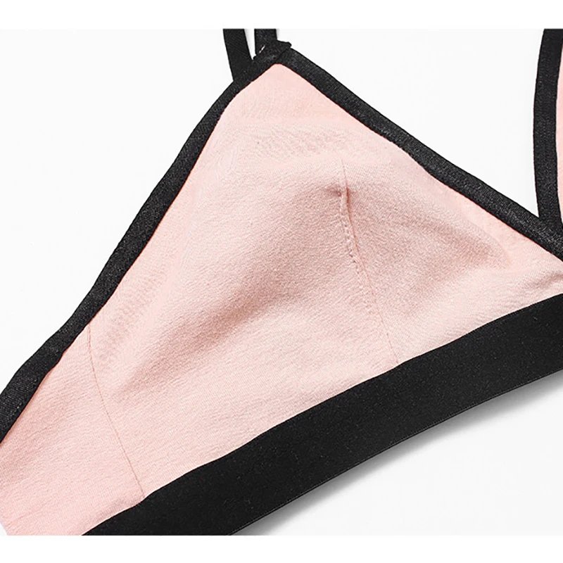 

SALSPOR Women Sexy Bra Patchwork Triangle Cup Breathable Thin Lingerie Back Closure Small Breasts Underwear