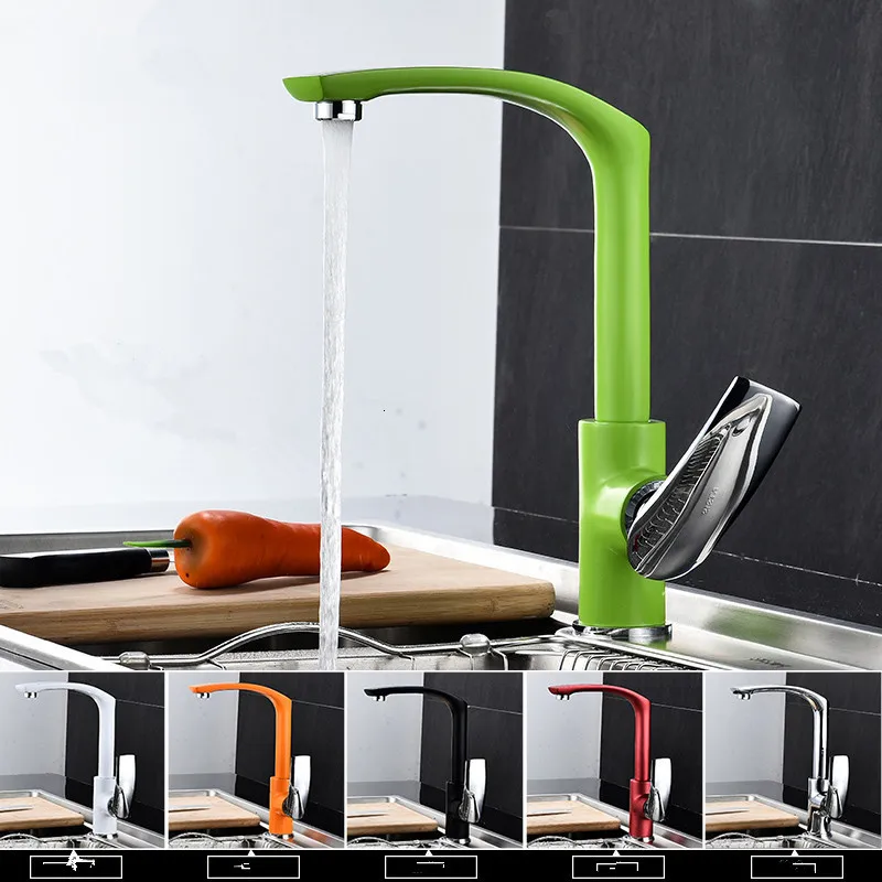 Rotary brass kitchen faucet bathroom high Black / Chrome gold Green orange | Обустройство дома