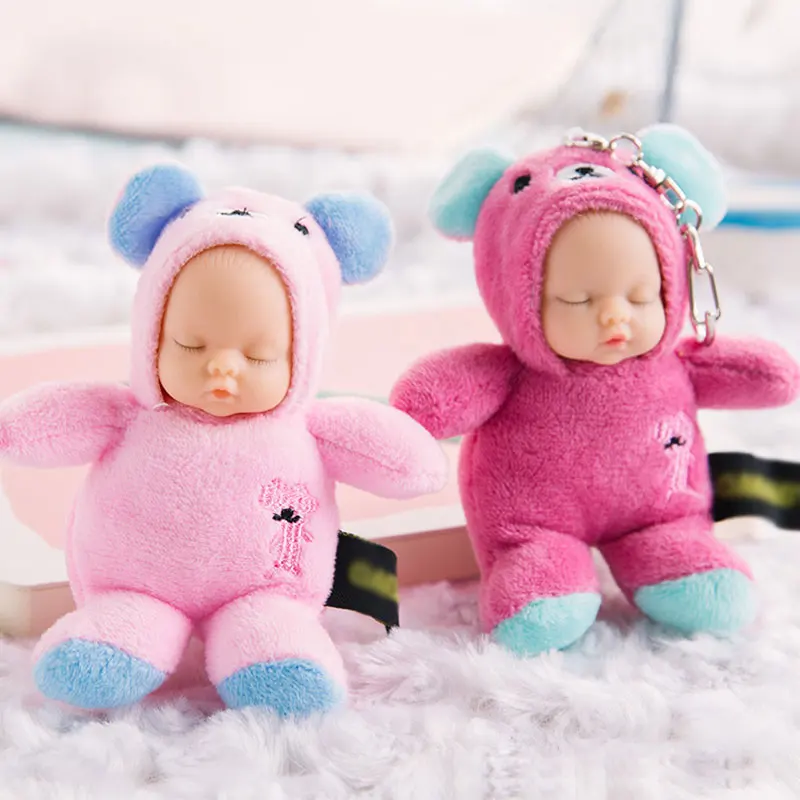 Брелок для ключей в виде спящей куклы пушистый автомобильный брелок сумке