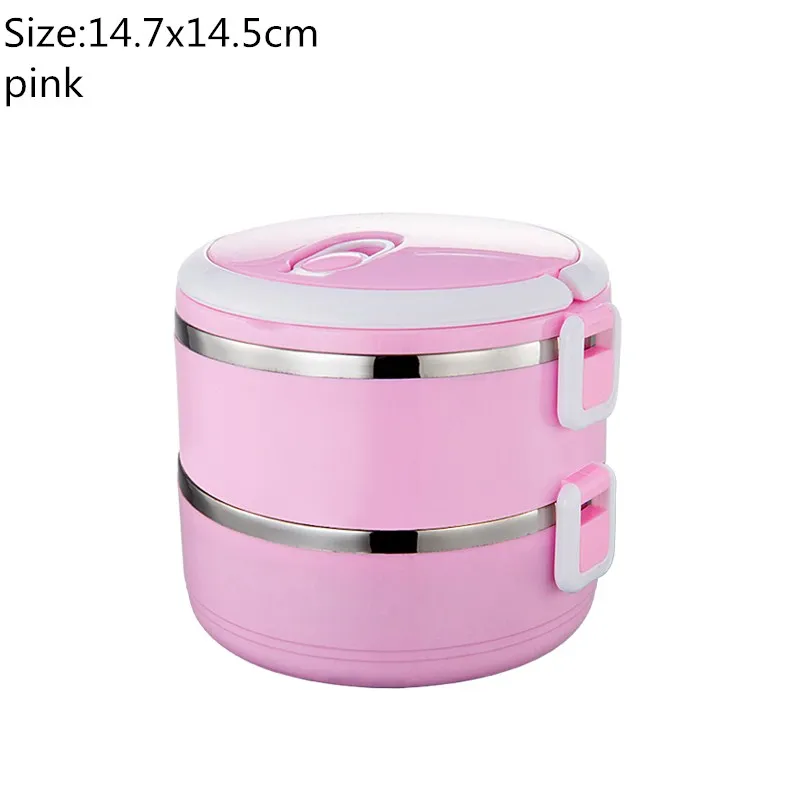 pink 2 layers Hoomall герметичный Ланч-бокс из нержавеющей стали для детей, студенческий термос-контейнер для еды с подогревом, органайзер, бэнто-бокс для еды с подогревом - Цвет: pink 2 layers