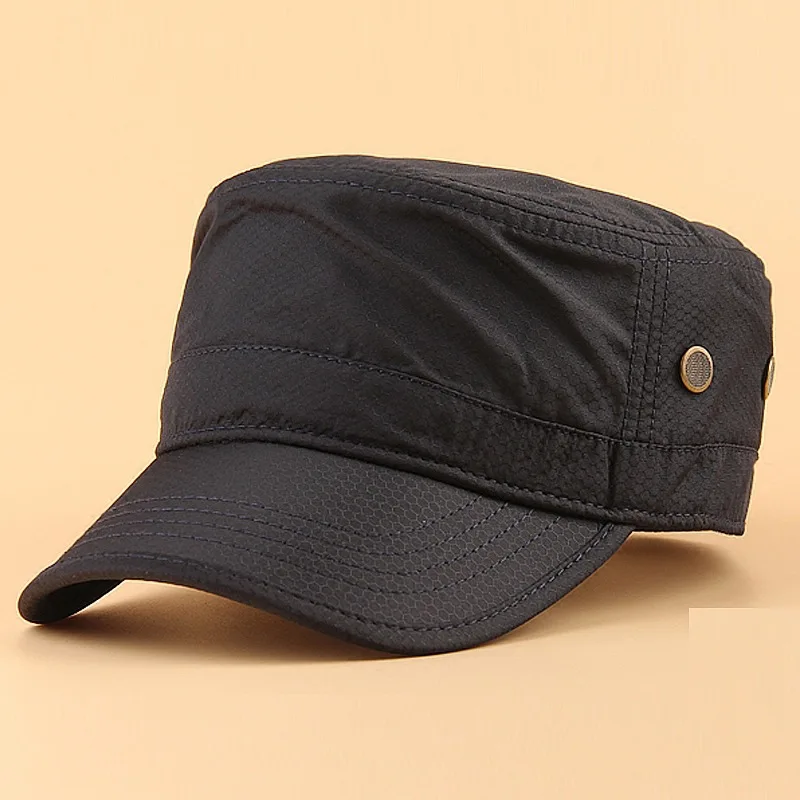 

Summer quick-drying flat-top hat men's breathable mesh cap wholesale high-end men's hat summer sun sun visor solid color cap