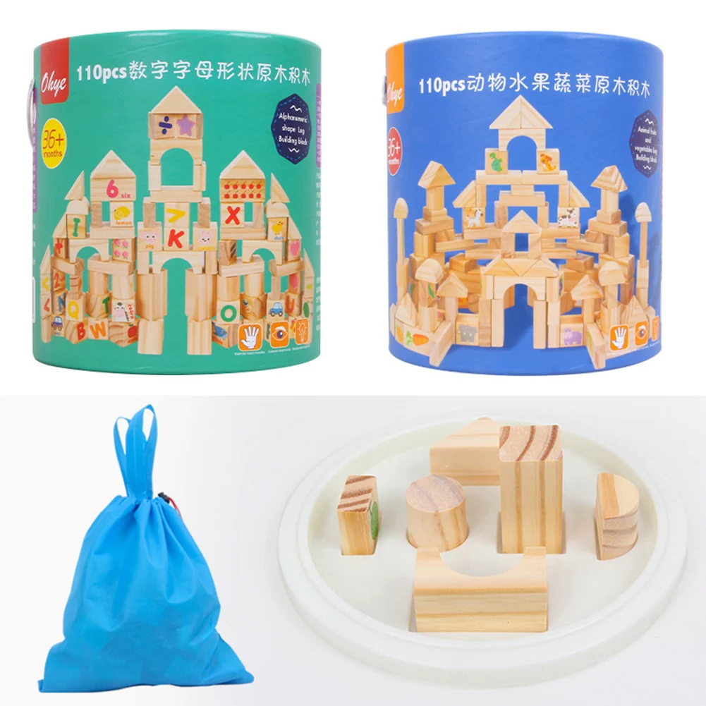 

103Pcs/Set Animal Number Blocks Wooden Castle DIY Building Kids Education Toy