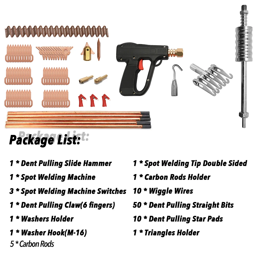 Preço 86pcs Dent Puller Kit Ferramentas De Reparo Do Corpo Do Carro Ferramentas De Soldagem De Ponto Eletrodos De Soldagem Máquina De Solda Remoção De Dentes Dispositivo De Remoção