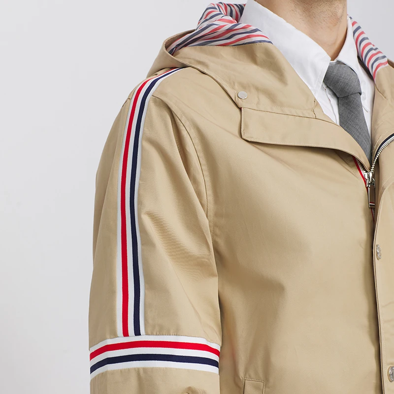 

2021 TB THOM Fashion Brand Jacket Men Autumn Winter Coat Hooded Outdoor Windbreaker Cotton Casual Workwear Male Solid Clothes