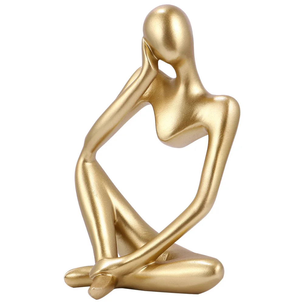 

1Pc Nordic Creative Decorations Sandstone Abstract Figure Shape Ornament for Home Office Desktop (HBSK9508, Golden)