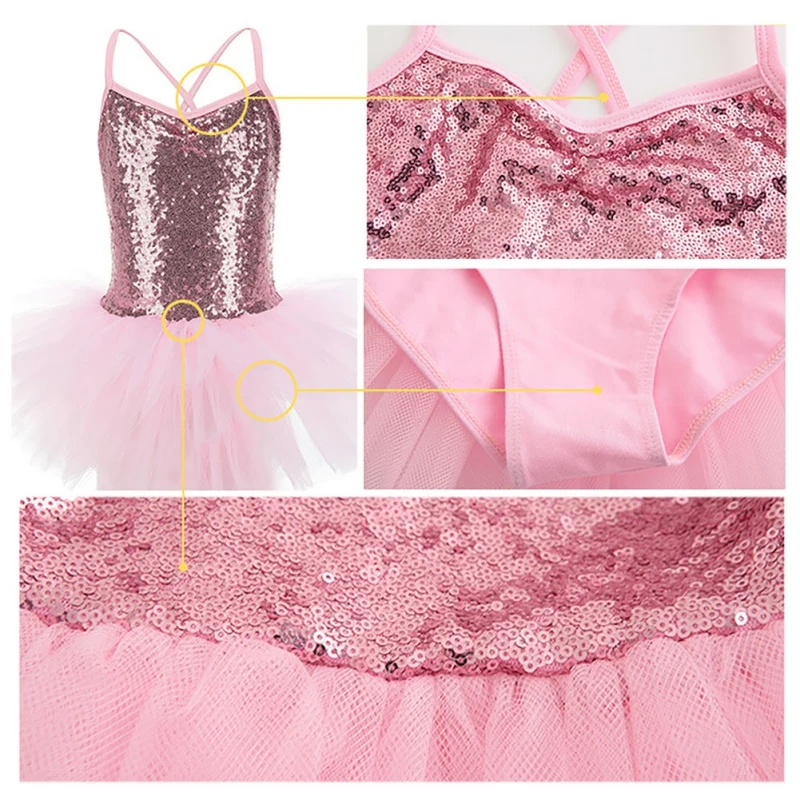 

Girl High Quality Strap Bright Diamond Yarn Skirt Suits Ballet Gymnastics Clothing Dance Practice Wear Clothes