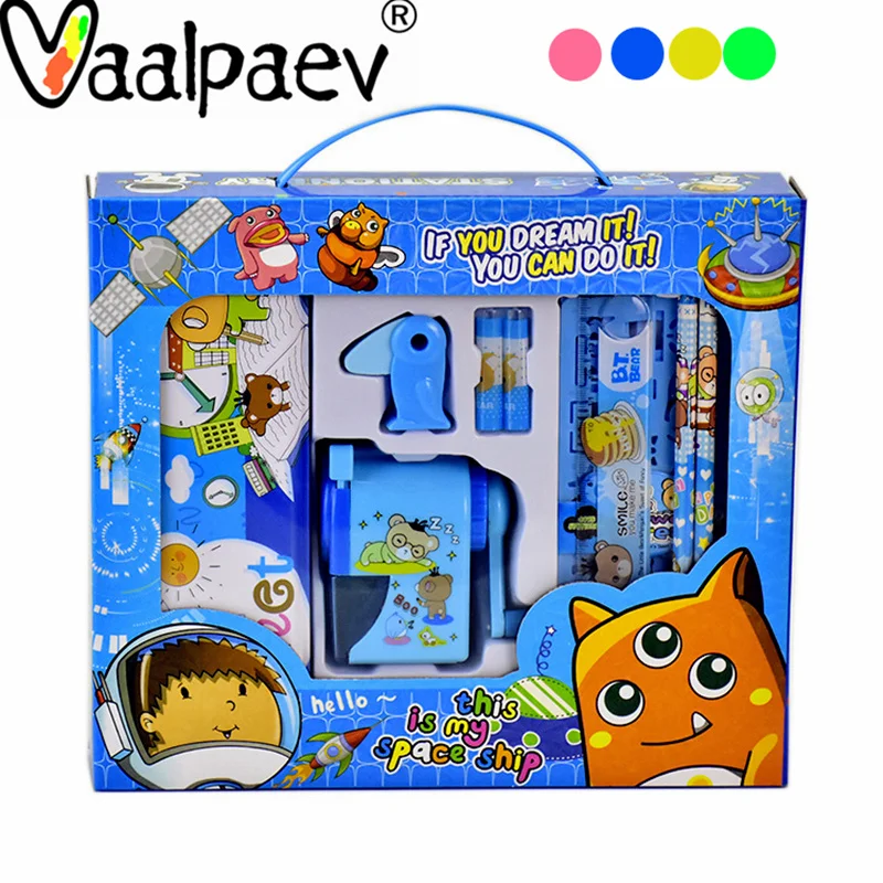 

Children's Day Gift Anime School Supplies Study Stationery Set Pencil Case Easel Drawing Tablets Ruler with Magnifier Kids Toys