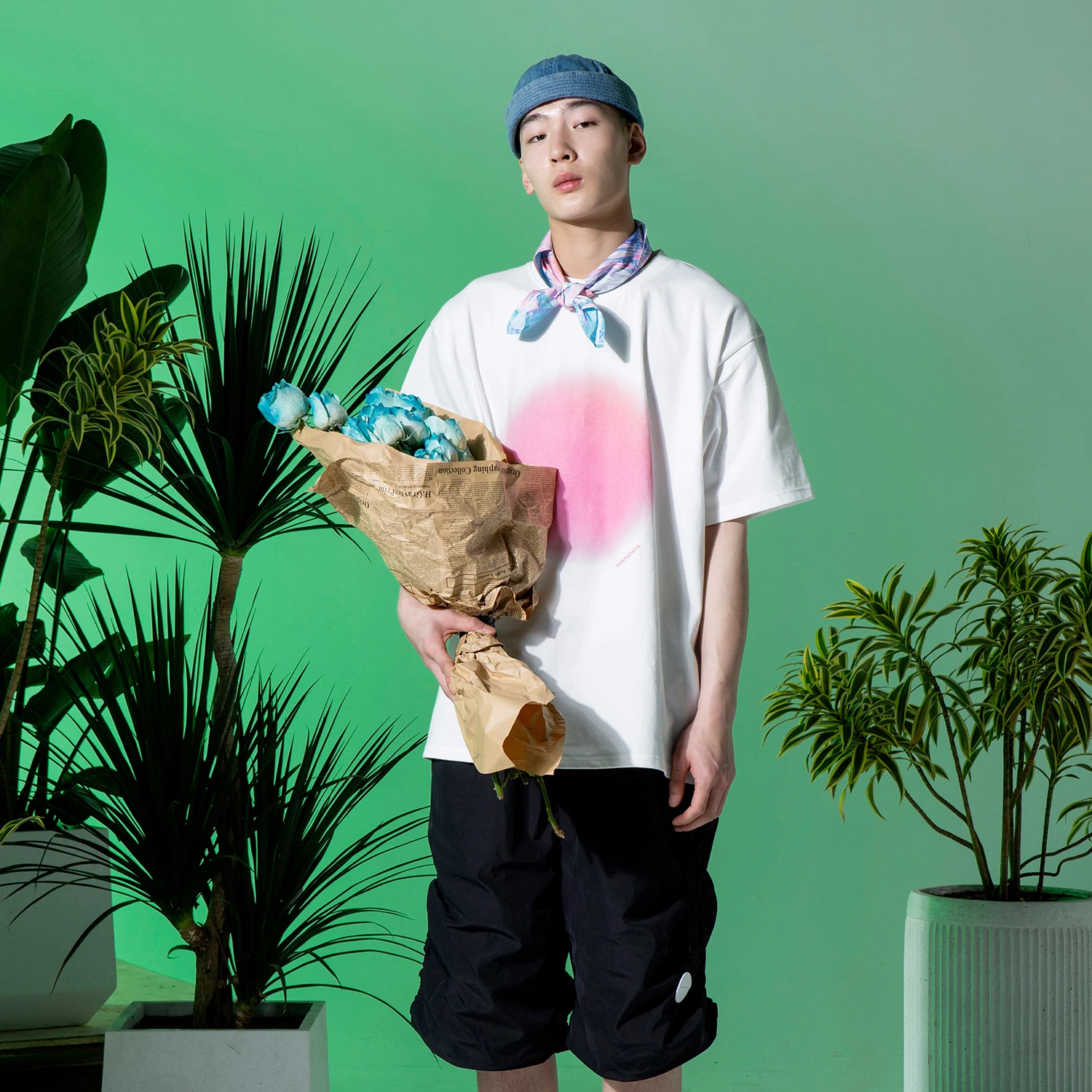 

Fashion Casual Round Neck Versatile Fresh Pink Round Simple T-shirt Short Sleeve