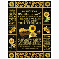 to my dear mother in law sunflower cozy premium fleece blanket 3d printed sherpa blanket on bed home textiles