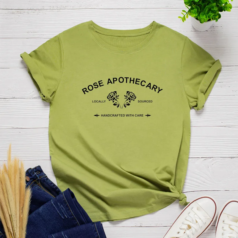 

Plus Size Women Tshirt Fashion Rose Print Shirt 100%Cotton Woman Tshirts O-Neck Short Sleeve Tees Summer Green Tops Oversized