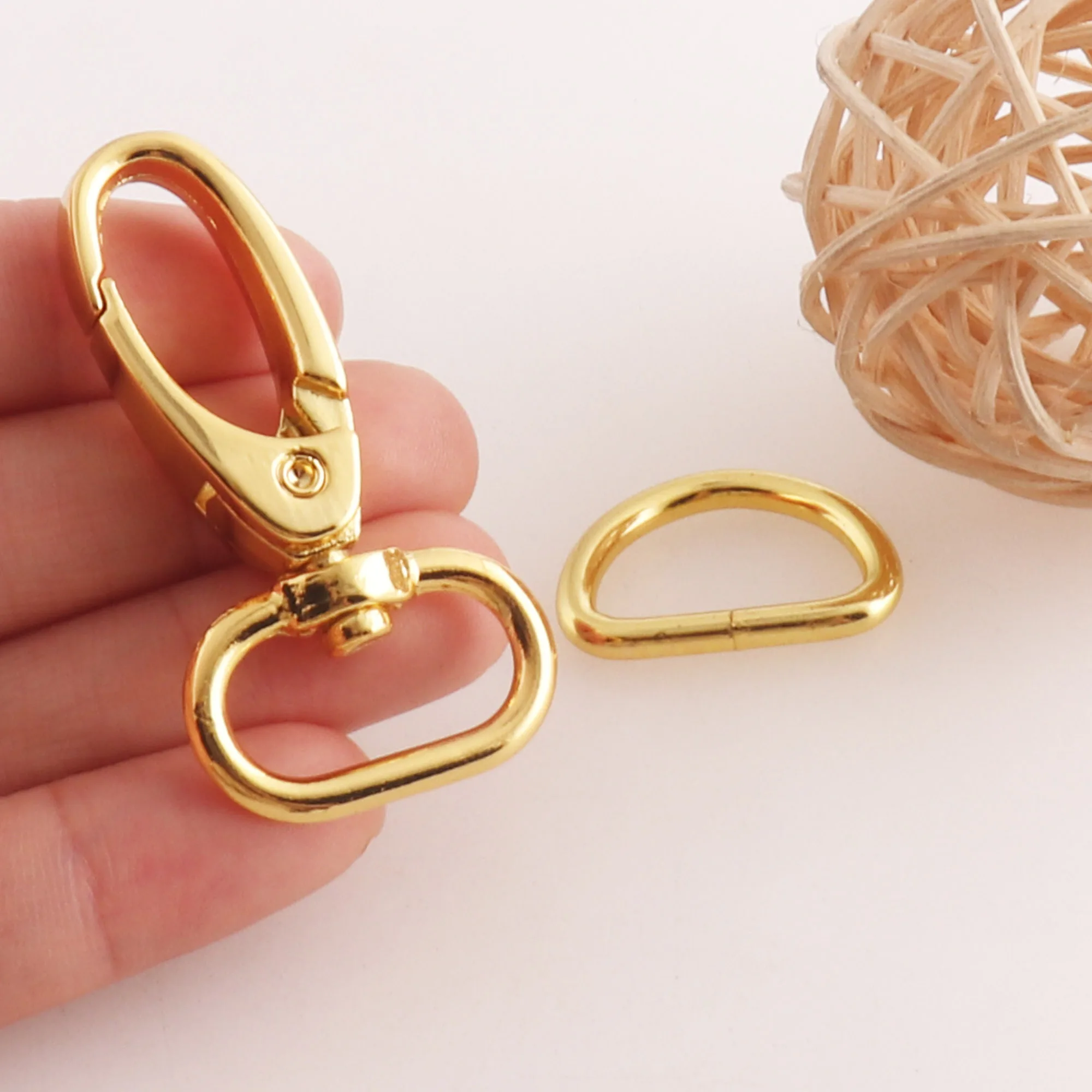 10 комплектов Поворотный замок-карабин застежками D кольца 20 мм золото застежка