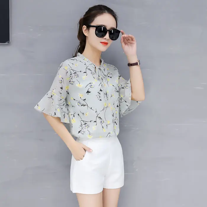 

2021 spring new fashion chiffon shirt long-sleeved women's temperament loose casual slimming shirt bow collar pullover tops