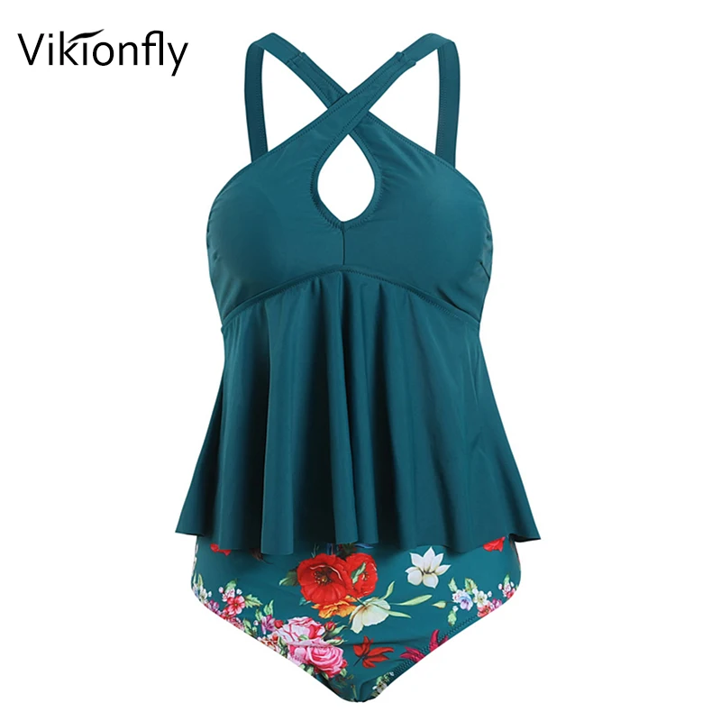 Размера плюс бикини Высокая талия Купальник Для женщин 2021 мягкий короткий топ с