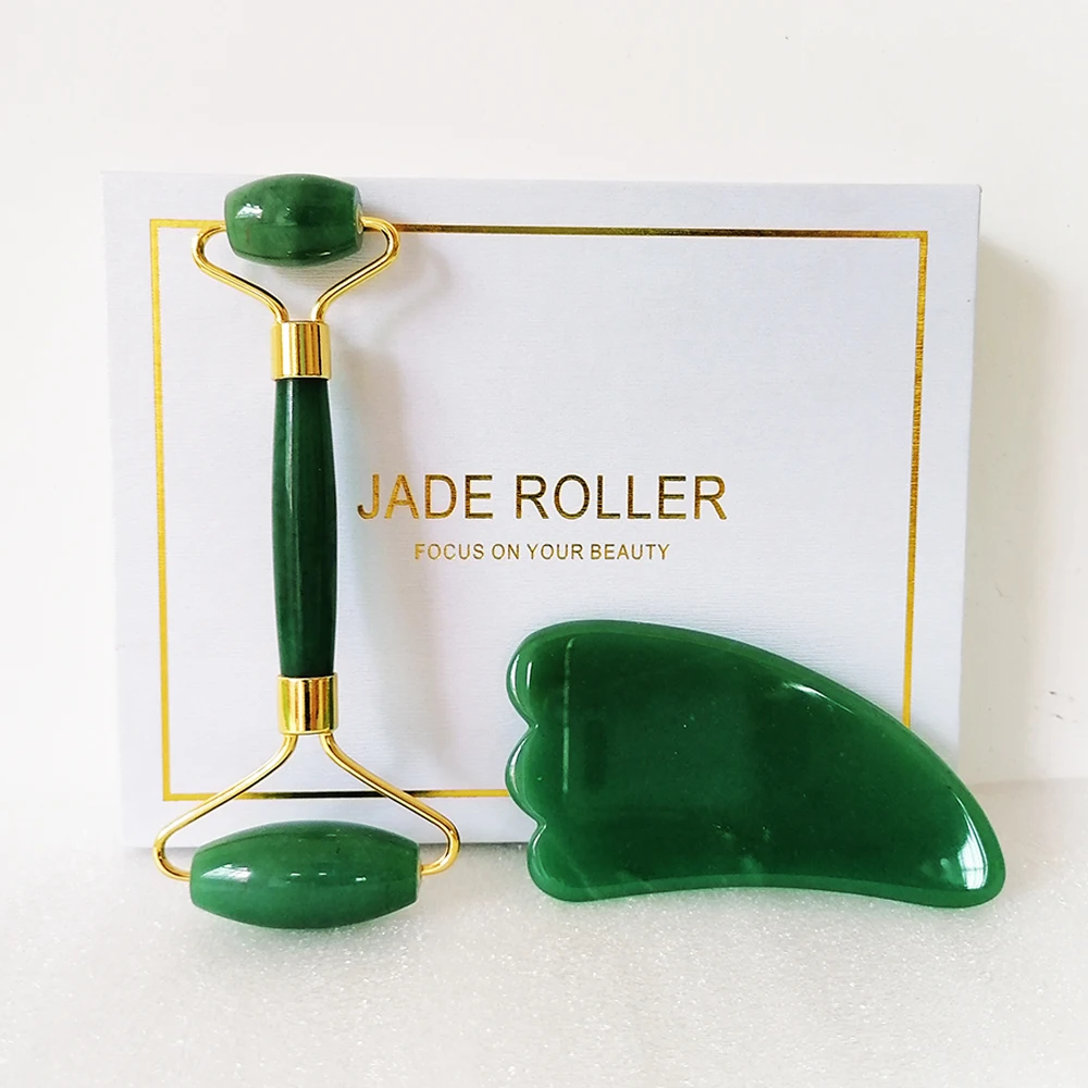 Портативный массажер для лифтинга лица Нефритовый ролик натуральный розовый
