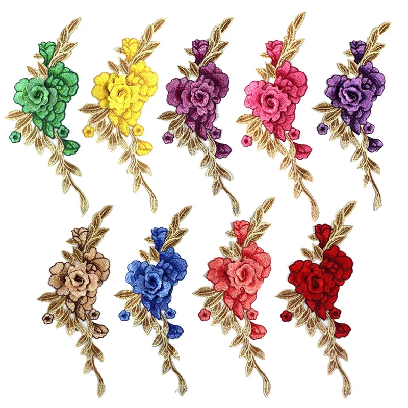 1 шт. вышитая красная роза патч для шитья цветок наклейки утюга на патчи одежды