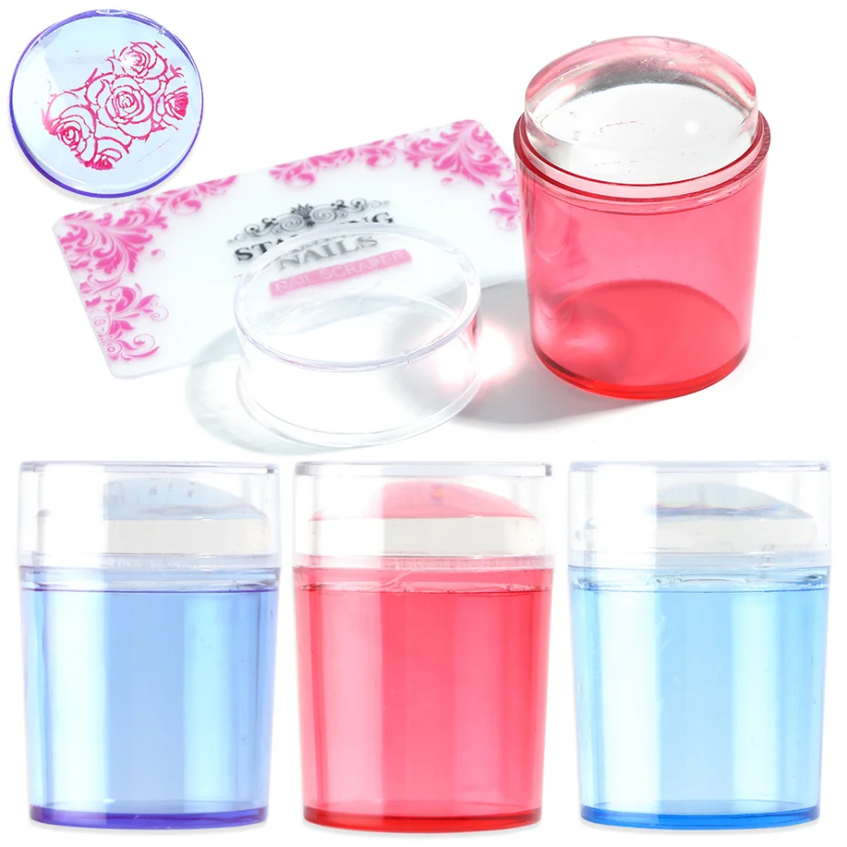 Стемпер для ногтей набор скребков с силиконовым ремешком шаблон стемпинга нейл