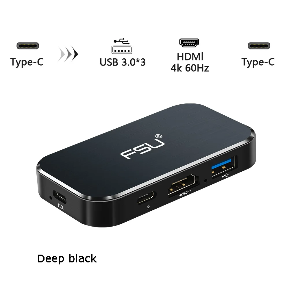 Thunderbolt 3 type-c концентратор адаптер 4 к 1080 P USB c к HDMI TYPE-C к USB разъему с быстрой зарядкой для Macbook matebook ноутбуки - Цвет: 4K 60Hz dark black