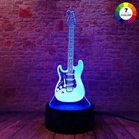 3d illusion electric guitar decor night light smart touch optical bedside lamps bedroom home kids girls women birthday gifts