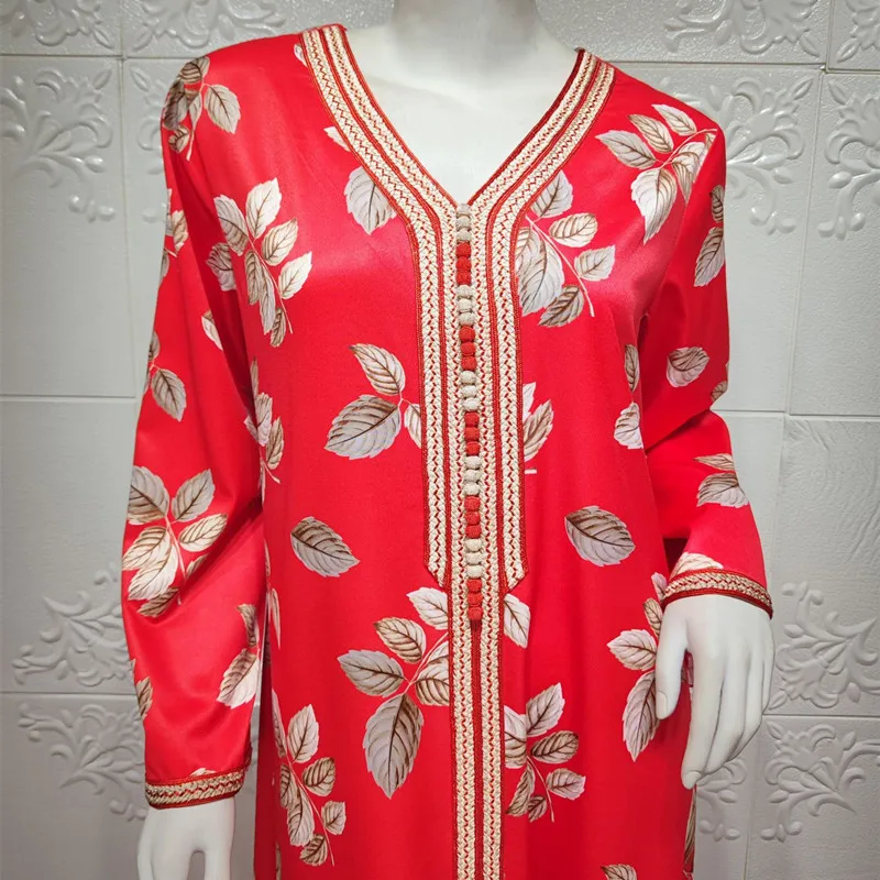 Abaya Muslim Women's Arab Dubai Print Robe Dress Femme Moroccan Fashion Elegant Long Dresses
