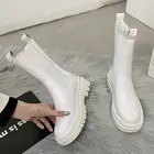 Женские ботинки челси на платформе, зимние эластичные сапоги до середины икры с квадратным носком, готическая обувь, 2021