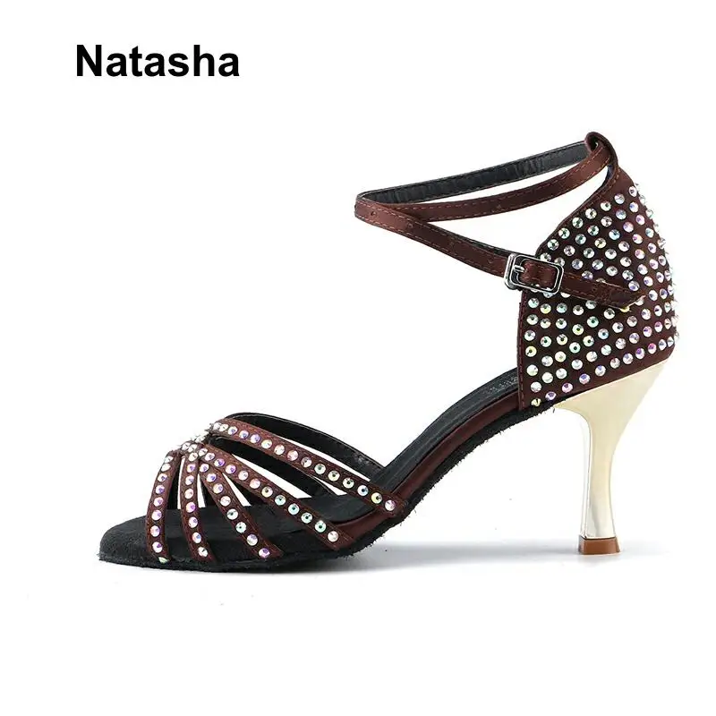 Черные танцевальные туфли Natasha кофейный мешок инкрустированные алмазной обувью