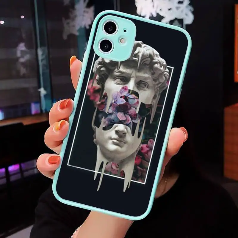 

Art David Medusa statue funny Phone Case Matte transparent For blue iPhone 12 Mini 11 Pro XR XS Max 7 8 Plus X Back Cover