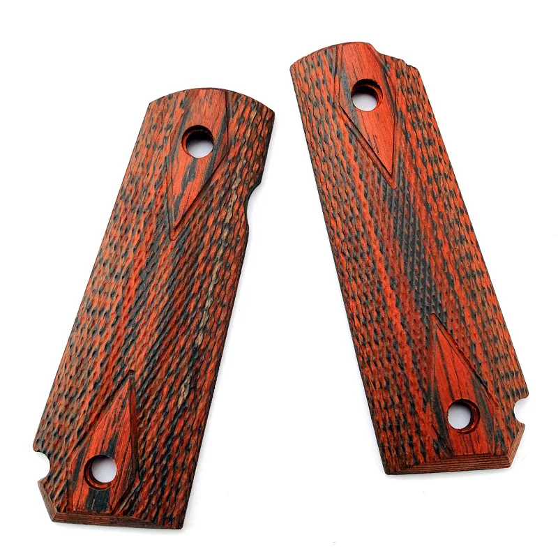 

1 Pair Tactics Pistol 1911 Grips High Polished Redwood Patch Color Wood Grips Custom Grips CNC Material 1911 Accessories