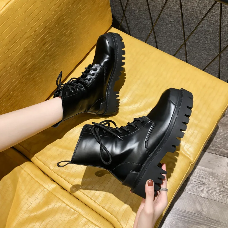 Ботинки Martin в британском стиле новинка Осень-зима с круглым носком на толстой