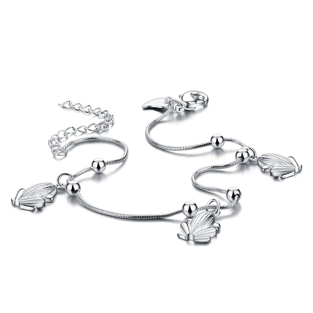 Цепочка на ногу из серебра 925 пробы с матовой бусиной|Анклеты| |