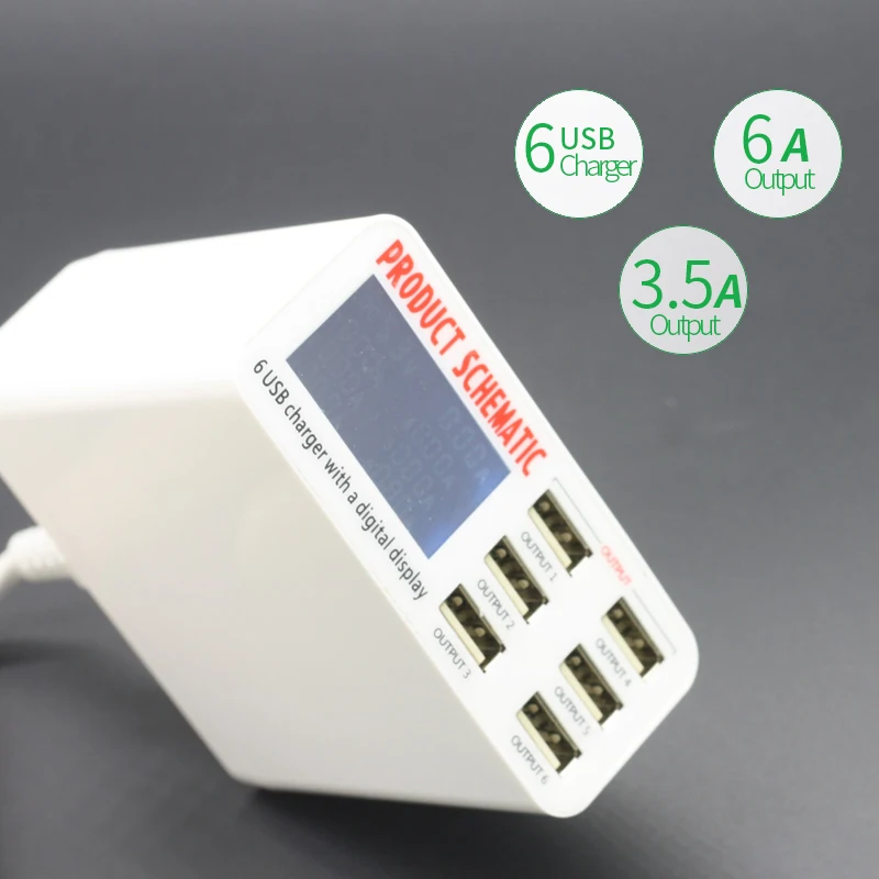 Адаптер для смарт станции быстрой установки 6 портового usb зажима с цифровым ЖК