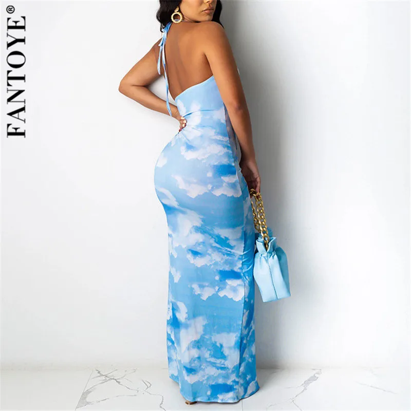 Женское платье без рукавов FANTOYE с разрезом рюшами и завязками открытой спиной |