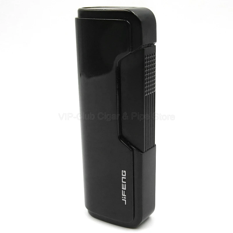 Black JiFeng Бутановая Зажигалка для сигарет, 1 струйный фонарь, зажигалка для пламени, металлическая многоразовая Зажигалка для сигар, Подарочная коробка, инструмент для курения на открытом воздухе - Цвет: Black
