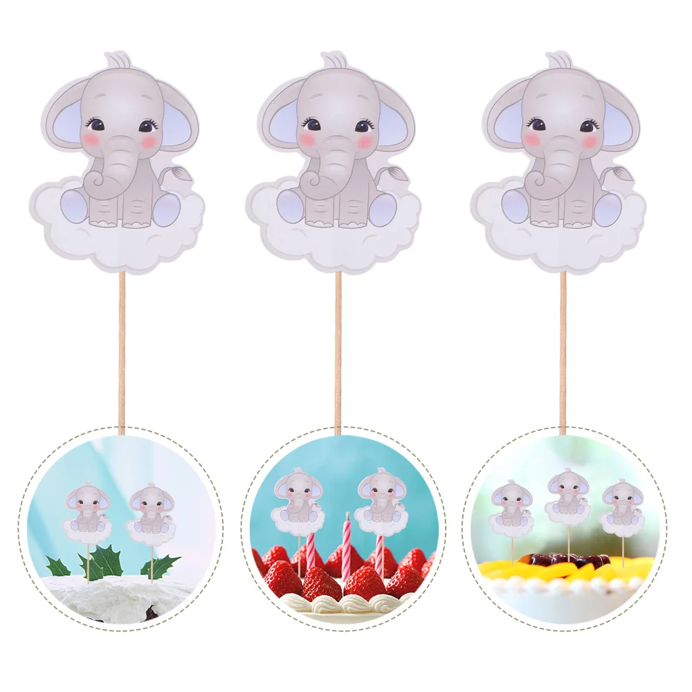 

120Pcs Creative Birthday Cake Toppers Adorable Elephant Cake Picks Dessert Decor