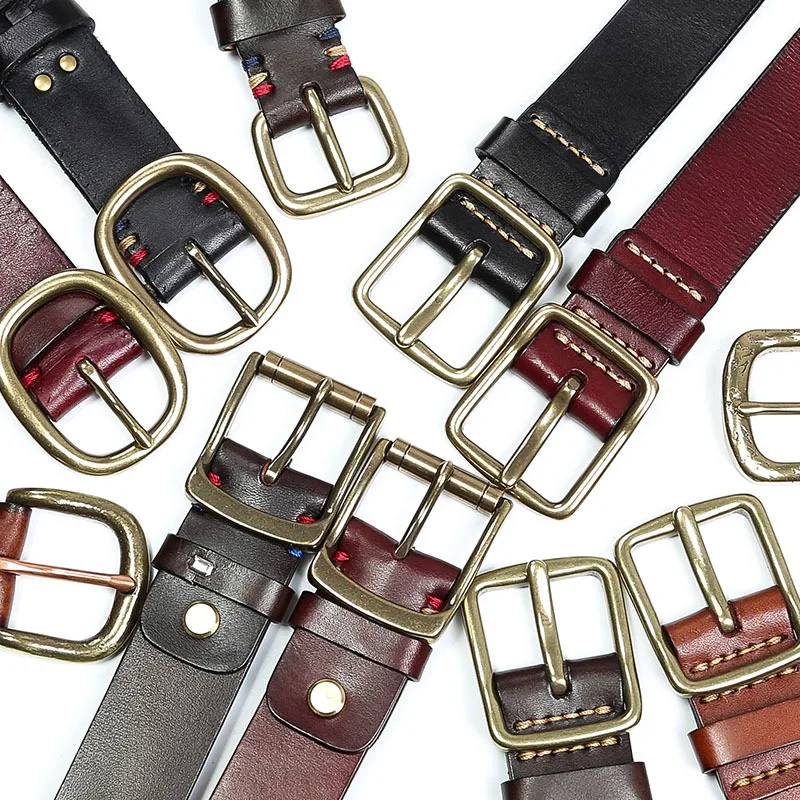 Ремень мужской из натуральной кожи роскошный винтажный широкий пояс для джинсов