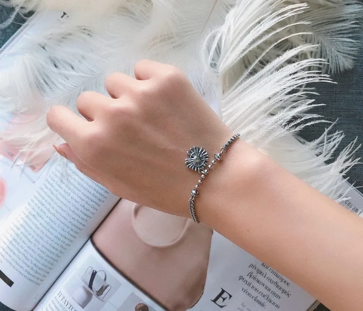 

Wild Flower Bracelets for Women Ladies Bracelet Sterling Silver 925 Daisy Bracelets Charm Bracelet Female Fashion Jewelry Gift