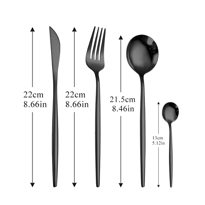 

Black Cutlery Stainless Steel Set for Home Kitchen Tableware Knife Fork Spoon Set