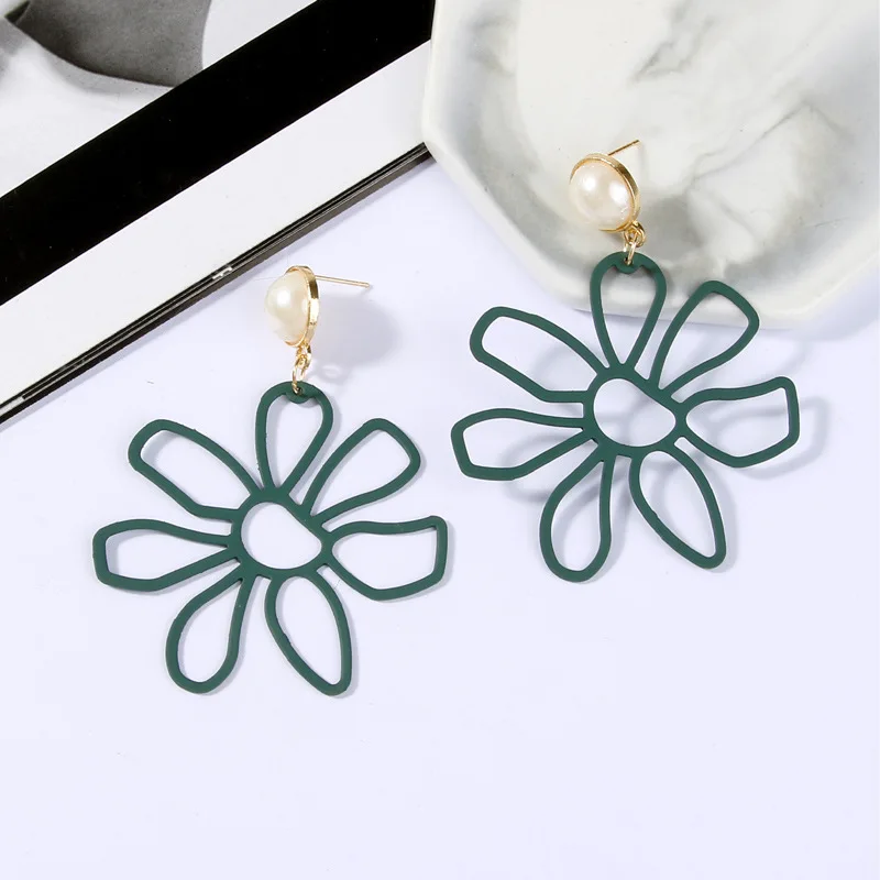 Корейские модные цветочные серьги для женщин ручной работы милые жемчужные